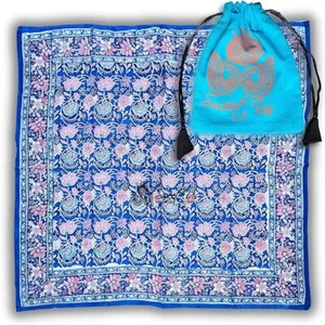 Lotus Dreams Cotton Block Print Summer Floral Scarf for Women, Lilac Luster - Picture 1 of 12