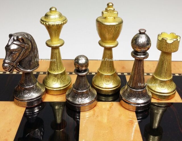 Large Napoleon Theme Chess Set with Brass & Nickel Pieces by Italfama