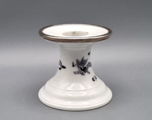 Świecznik porcelanowy miśnieński, czarny smok dworski, srebro 925 - Zdjęcie 1 z 7