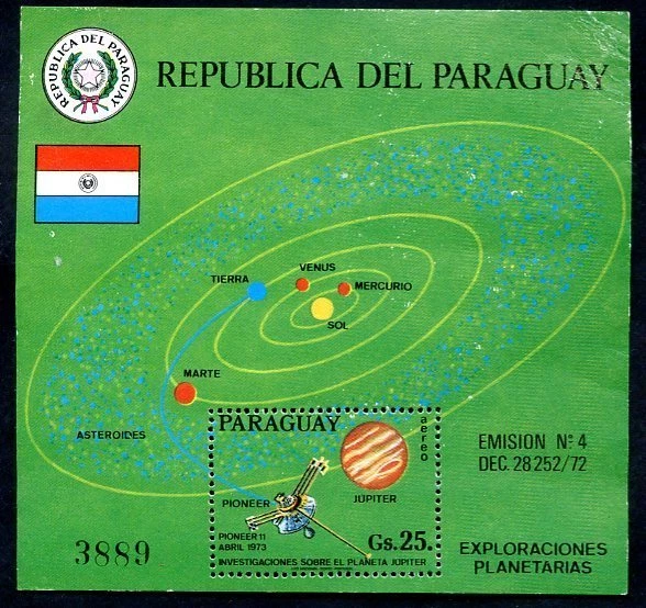 PARAGUAI - ESPAÇO - COSMOS, Mi # Bl 212, M sem chiclete, muito bom estado - Imagem 1 de 1