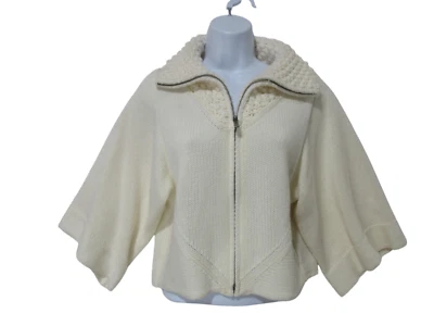 UNIQUE Sz S Vtg Nine West Sweater Women's Ivory Kimono Wool Cottagecore Boho Y2K - Image 1 of 4