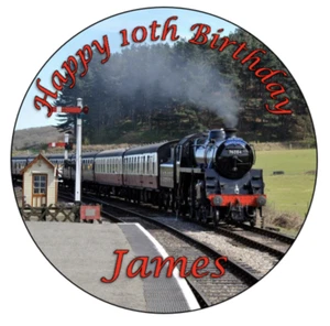 7.5 inch Personalised Steam Train Edible Icing Cake Topper - Picture 1 of 1