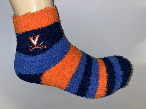 VIRGINIA CAVALIERS NCAA COLLEGE LOGO FUZZY MULTI STRIPE ANKLE SOCKS MED WOMENS Cover