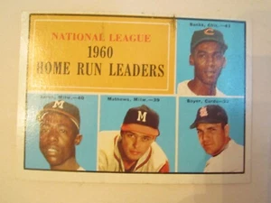 1960 HOME RUN LEADERS #43 TOPPS BASEBALL CARD - HANK AARON, ERNIE BANKS TUB X - Picture 1 of 2