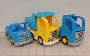 Lot of 3 Lego Duplo Vehicles Jurassic World, Dump Truck Blue Yellow. - Picture 1 of 3