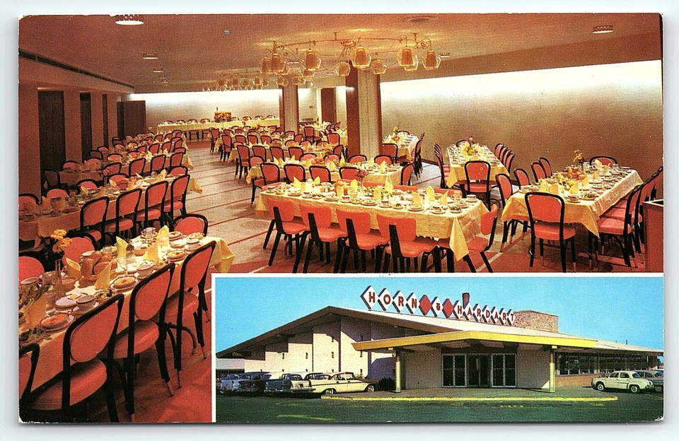 1950s VALLEY FORGE PA THE HORN & HARDART RESTAURANT RT-202 2-VIEW POSTCARD P2997 - Image 1 of 2