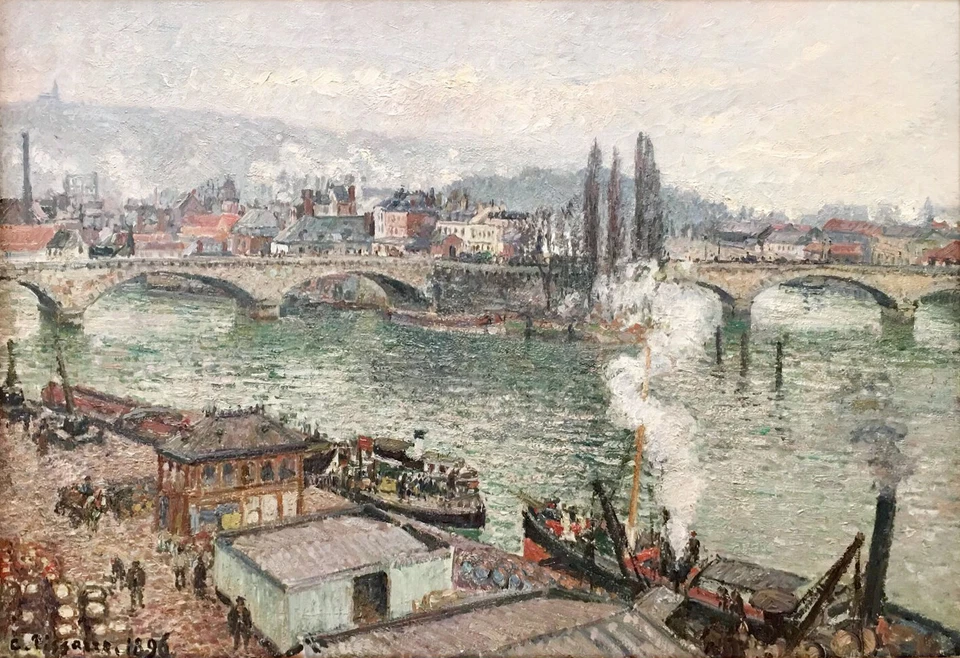 Camille Pissarro - The Pont Corneille Rouen Grey Weather 1896 Firmado - 17" x 22" Foto 1 de 1