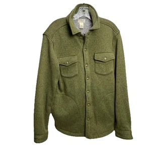LL Bean Pullover Herren Medium Grün Fleecejacke Druckknopf Dick 500549 Guide Chore - Bild 1 von 7