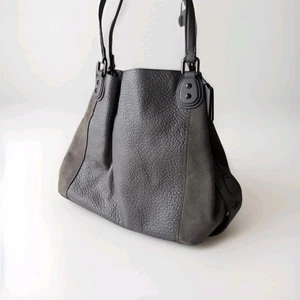 Coach Grey Leather Tote Bag Large Suede Panel Shoulder Handbag Authentic - Bild 1 von 12