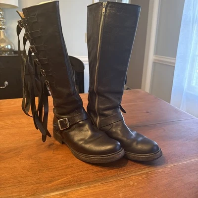 Frye Veronica Strap Tall Black 9 MSRP $500 - Image 1 of 4