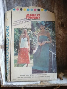 Vestido McCalls 5042 Talla Mediana Año 1976 Envolvente Top Falda De Colección Patrón Costura - Imagen 1 de 4