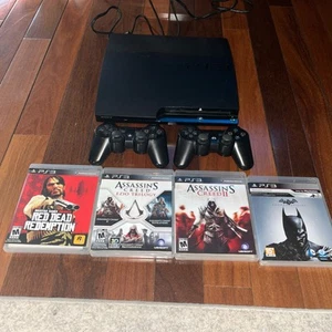 Consola Sony PlayStation 3 Slim 120gb Negra Sistema de Juegos CECH-2001A 4 Juegos - Imagen 1 de 8