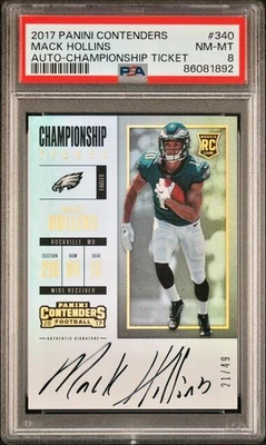 2017 Contenders Rookie Autograph /49 Champion Ticket #340 Mack Hollins RC SP PSA - Image 1 of 4