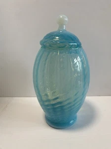 Blue Empoli Italian Stelvia Opaline Romantica Opalescent Apothecary Glass Jar - Picture 1 of 8