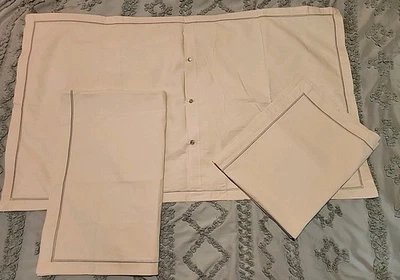 Noble Excellence 2 King 1 Standard Pillow Shams Natural Cotton Embroidered - Image 1 of 4