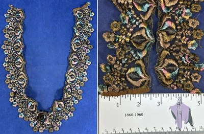 Vestido Vintage Art Deco Negro Red Marrón Seda Pastel Ombre Bordado Cuello Bordado Foto 1 de 2