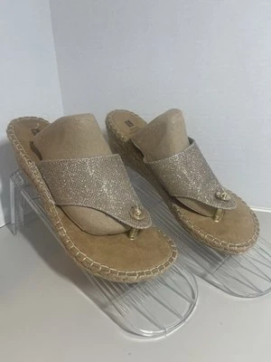 Women’s White Mountain Beachball Sandals Gold Sparkle Wedge Espadrille  7 1/2 M - Image 1 of 4