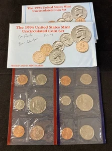 US Mint 1994 Uncirculated Coin Set Denver & Philadelphia OGP & COA Free Shipping - Picture 1 of 2