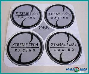 4x Silicone Sticker ∅= 55mm for Hub Caps Emblems Silver Xtreme Tech - Picture 1 of 1