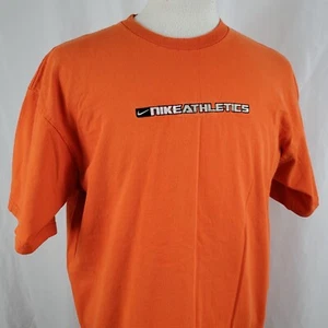 Nike Vintage T-Shirt Adulto Grande Crew Arancione Ricamato Spell Out Grigio Tag, USA - Foto 1 di 8