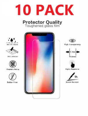 10PACK Premium Screen Protector Tempered Glass For iPhone 5 6 7 8 Plus Xs XR MAX - Image 1 of 4