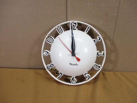Vintage Mid-Century Westclox Atomic Melody Round Dome Wall MOON Clock WORKS WELL Cover
