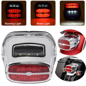 Chrome LED Brake Tail Light License Plate Lamp For Harley Fatboy Softail FLHT XL - Picture 1 of 16