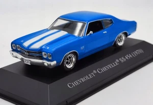 ATLAS DIECAST 1/43 1970 CHEVROLET CHEVY CHEVELLE SS 454 SS454 BLUE/WHITE STRIPES - Picture 1 of 7