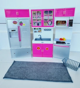 Barbie Möbel Küche Set Kühlschrank Herd Spüle Schrank für Haus Vintage Rarität - Bild 1 von 11