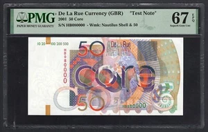 De La Rue (GBR), 50 Units, 2001, Nautilus Shell & 50 ,"Test Note" UNC Grade 67 - Picture 1 of 2