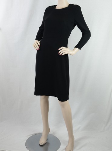 Abito donna Burberry lunghezza ginocchio spalline taglia 6 nero zip polsini spilla pronto