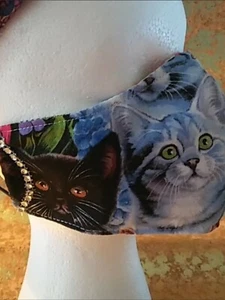 WOMEN’S COTTON DOUBLE-LAYER KITTEN THEME MULTI COLOR FACE MASK OSFM - Picture 1 of 12