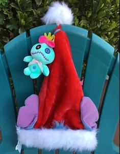 CUSTOM FAN ART DISNEY LILO & STITCH CHRISTMAS SANTA SCRUMP PLUSH COSTUME EAR HAT - Picture 1 of 6