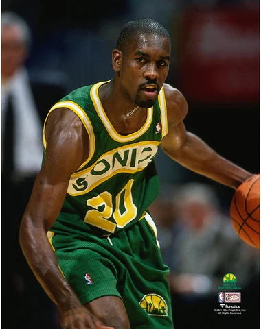 Gary Payton Seattle Supersonics Unsigned Hardwood Classics Dribbling Photograph Cover
