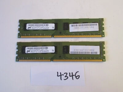 Micron 2x2Gb=4Gb PC3-10600 1333Mhz DDR3 Desktop Memory RAM (4346) - Image 1 of 2
