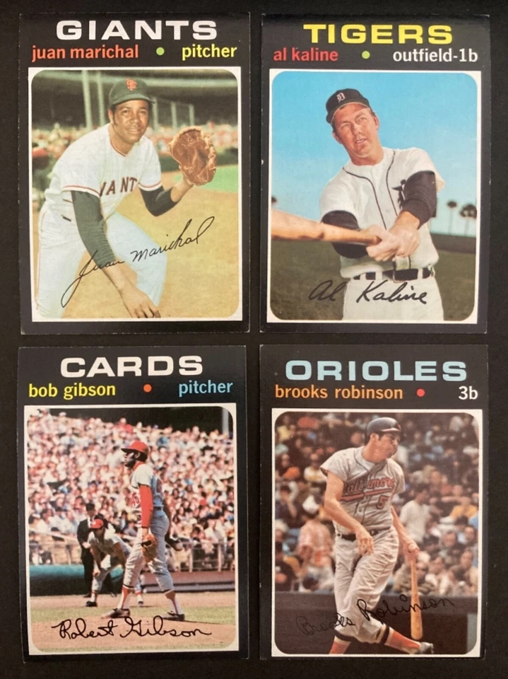 1971 Лот товаров Topps - Боб Гибсон, Брукс Робинсон, Эл Калин и Хуан Марихал - Изображение 1 из 4