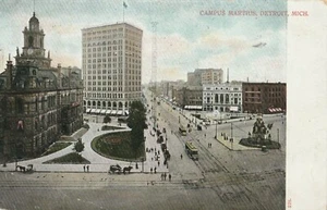 1906 MI Postal Detroit Campus Martius Carros Caballos 1 centavo Sello - Imagen 1 de 2