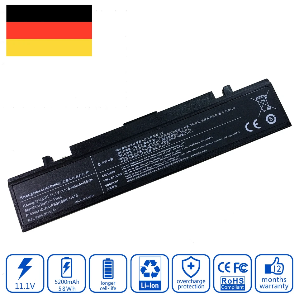 Laptop Akku für Samsung Series 5 550P 550P5C 550P7C NP550P5C NP550P7C 5200mAh - Bild 1 von 4