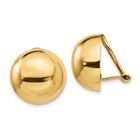 14K Yellow Gold Half Ball Omega Clip On Earrings Jewerly 16mm x 16mm