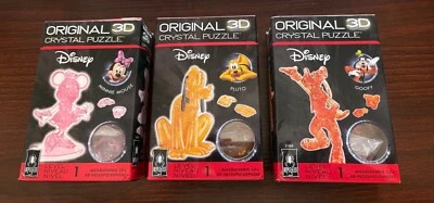Quebra-cabeças de cristal 3D originais Disney Pluto, Minnie Mouse, Pateta - Novo lacrado - Imagem 1 de 4