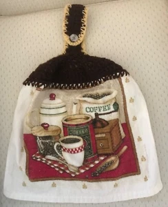 Ein Küchenhandtuch mit Kaffee-Thema und Griff - verfügt über eine Kaffeetasse, Schaufel ++ - Bild 1 von 3