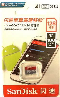 Sandisk 128GB NEW Ultra Micro SDXC Card UHS-I C10 U1 A1 100MB/s Full HD Video - Image 1 of 3