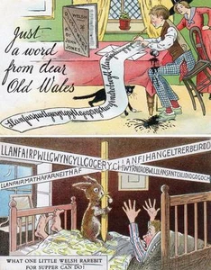 2 Wales Welsh Comic Humour Llanfair Anglesey pcs used 1931 Everton Series - Picture 1 of 1