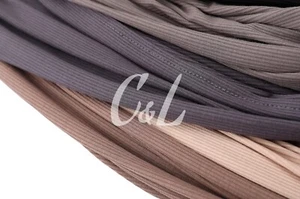 Premium Ribbed Jersey Hijab Stretchy Plain Scarf Elegant Soft Hijab Shawl Wrap - Picture 1 of 22