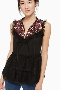 kate spade new yorkCamelia Embroidered Peplum Ruffle Top- size M 100% Authentic - Picture 1 of 11