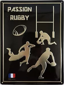 Plaque métal PASSION RUGBY 40 x 30 cm - Picture 1 of 2