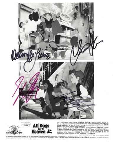 CHARLIE SHEEN HAND SIGNED 8x10 PHOTO     DOM DELUISE+WYLIE+SHEENA EASTON     JSA Cover
