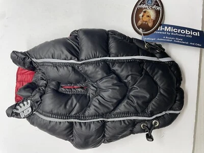 Chaleco acolchado negro rojo talla pequeña Hip Doggie chaqueta para perro *NUEVO* Foto 1 de 4