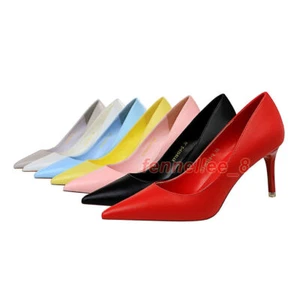 3" Classic Pumps Plain Slim Heels Pointy Party Blue Women Work Court Shoes Plus - Picture 1 of 31