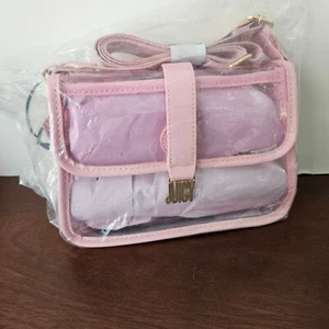 Juicy by Juicy Couture Transparent Clear Pink Flamingo Stadium Crossbody Bag NWT - Picture 1 of 7